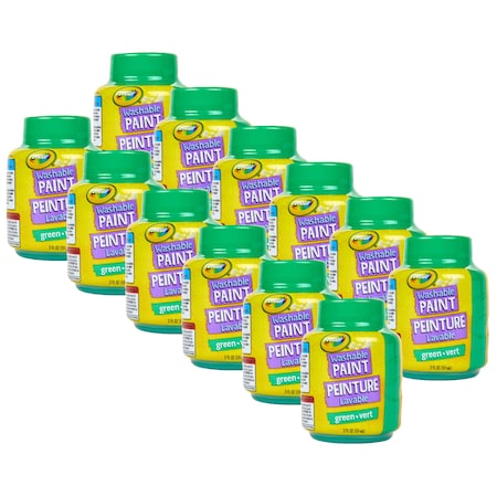 Crayola Washable Paint, 2oz, Green, 12PK 54-2844